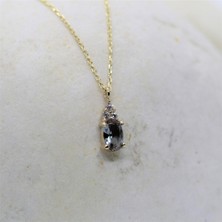 Fasek Gold Gümüş Kolye - 0.60 CT Zultanit 0.10 CT Pırlanta(Sıignity)Taşlı Modern Tasarım Kolye- Hediyelik Kolye
