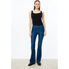 Ekol Kadın Beş Cep Ispanyol Paça Pantolon 2118 Indigo