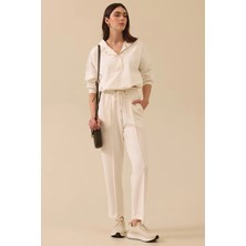 Seçil Kadın Bağcık Detaylı Cepli Bilek Boy Pantolon 0015 Ekru