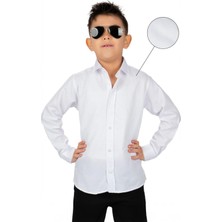 Trend Baby Kids Erkek Çocuk Beyaz Gömlek Uzun Kol 9-12 Yaş Günlük Kullanım İçin Normal Kalıp