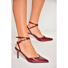 U654078108 Bordo Rugan Ince Topuklu Kadın Ayakkabı