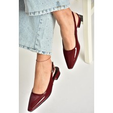 U404602208 Bordo Rugan Alçak Topuklu Kadın Ayakkabı