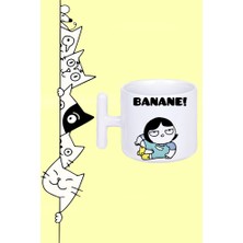 Banane! Moddo Tasarım Baskılı Beyaz T Sap Kupa Bardak