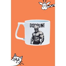 Dıscıplıne Gym Fıtness Skull Disiplin Spor Azim Tasarım Baskılı Beyaz Lüks Sap Kupa Bardak