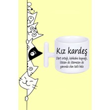 Kız Kardeş Tasarım Baskılı Beyaz T Sap Kupa Bardak