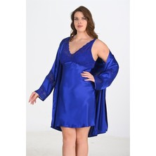 Aria's Closet 2'li Saks Sabahlık Takımı Bigsize 6211