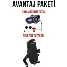 Q58 Max Kask Kulaklık Interkom + Motosiklet Telefon Tutacağı