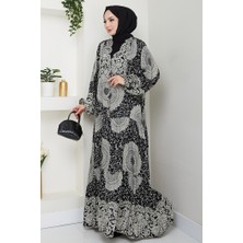 İlkimay.com Eysar Yarım Düğmeli Dokuma Viskon Elbise 1494 - Siyah