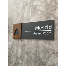 Wooden Serisi Pleksi Mescid Departman Kapı Isimliği Yönlendirme Levhası