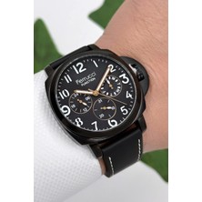 Ferrucci Function Deri Kordon Erkek Kol Saati 3 ATM- Bileklik Hediyeli Siyah zmfer162