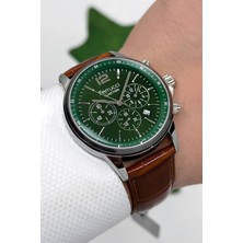 Ferrucci Function Deri Kordon Erkek Kol Saati 3 ATM- Bileklik Hediyeli Kahve-Yeşil zmfer163