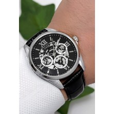 Ferrucci Function Deri Kordon Erkek Kol Saati 3 ATM- Bileklik Hediyeli Siyah-Gümüş zmfer166