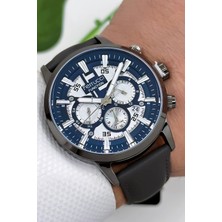 Ferrucci Function Deri Kordon Erkek Kol Saati 3 ATM- Bileklik Hediyeli Füme zmfer168