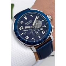 Ferrucci Function Deri Kordon Erkek Kol Saati 3 ATM- Bileklik Hediyeli Lacivert-Gümüş zmfer167