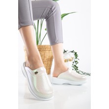 Klasik Taban Işıltılı Renk Doktor Hemşire Hastane Aşçı Terliği 106 Işıltılı Beyaz