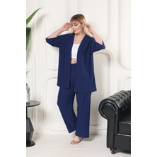Kimono Hırkalı 2'li Alt Üst Takım Bürümcük Kumaş Yazlık Oversize