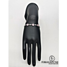 925 Ayar Gümüş Pembe Kalp Zirkon Taşlı Bileklik