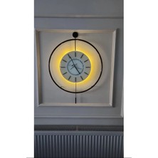 Siyah Love Time-- Pilli LED - Modern Metal Camlı Duvar Saati