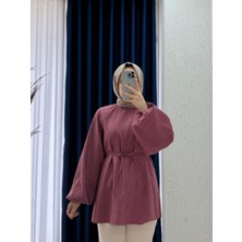 Ebrar Store Zenita Reglan Kol TUNIK-BN4175 Bordo