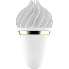 Erox Layons Sweet Treat| Külah Şeklinde Oval Çarklı Vibratör-Beyaz/altın