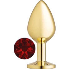 Erox Gold Small Kırmızı Kristal Taşlı Metal Anal Plug