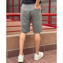 Erkek, Bel Lastikli, Regular Fit, Müslin Dokuma, %100 Pamuk, Yazlık Şort-Bermuda 303