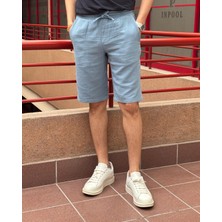 Erkek, bel lastikli, Regular Fit, Müslin dokuma, %100 pamuk, yazlık şort-bermuda 303