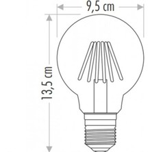 Ed-Son, 6 W G 95 Şeffaf Rustik  Model LED Ampül, 6500 K (Beyaz Işık)