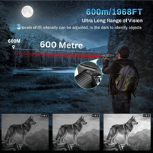Bambeado Termal Gece Görüş Dürbünü (4k Gece/gündüz Görüşü, 600 Metre Gece Menzili, 5000MAH Pil)