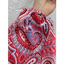 Ebrar Store Serina Desenli ELBISE-SA2559 Fuşya