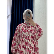 Ebrar Store Serina Desenli ELBISE-SA2559 Kırmızı