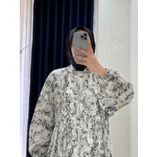 Ebrar Store Serina Desenli ELBISE-SA2559 Siyah