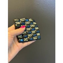 Gönülden Tasarım Zirkon Taş  ve Siyah Boncuk Işleme Arma Dikiş Aplike 8x8 cm