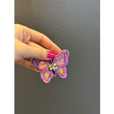 Gönülden Tasarım 7x6 cm Boncuk Taş Işleme Renkli Kelebek Arma Dikiş Aplike
