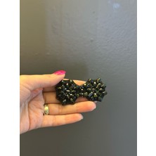Gönülden Tasarım Siyah Cam Boncuklu Fiyok Arma Dikiş Aplike 7x3 cm