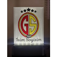 3D Dönüşüm Atölyesi Kişiye Özel Isimli Sarı Kırmızı Aslan Taraftar Dekoratif LED Lamba Kablolu Adaptörlü