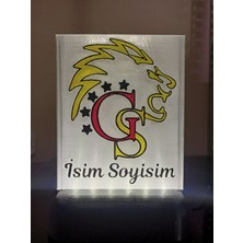 3D Dönüşüm Atölyesi Kişiye Özel Isimli Sarı Kırmızı Aslan Taraftar Dekoratif LED Lamba Kablolu Adaptörlü