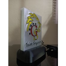 3D Dönüşüm Atölyesi Kişiye Özel Isimli Sarı Kırmızı Aslan Taraftar Dekoratif LED Lamba Kablolu Adaptörlü