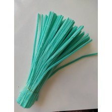 Liva Heryer.ciceklenir 100'LÜ Mint Yeşili Renkli Şönil, Eğitici Şönil Seti, Tüylü Tel, 30 cm 6mm