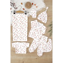 Kız Bebek Pamuk Kumaş Battaniyeli 7 Li Hastane Çıkışı Seti STL6989