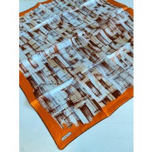Armine Sura İpek Eşarp 9350 - 24 Turuncu Karışık Desen