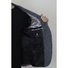 Moda Men Fistan Store Erkek Füme Italyan Kesim Dar Kalıp Tek Düğme Çift Yırtmaçlı Blazer Ceket