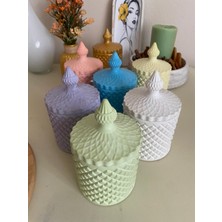 Dekoratif Yeşil Elma Kokulu Yeşil Taş Kap Mum – 300G Doğal Soya Wax, Ahşap Fitilli, El Yapımı ve Vegan