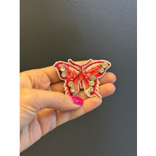Gönülden Tasarım Boncuk Nakış Taş Işleme Kelebek Arma Dikiş Aplike  7x4 cm