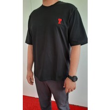 Oversize A_kalp Nakışlı Erkek T-Shirt