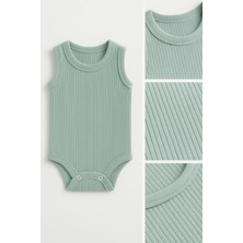 5'li Fitilli Çıtçıtlı Bebek Zıbın Seti Pamuklu Atlet Body Yazlık Kolsuz Bebek Zıbın Tulum Ribana