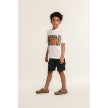 Jacklions Erkek Çocuk Nba Baskılı Tshirt Krem