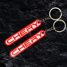 Chery Logo Anahtarlık – 2 Adet – Kırmızı Beyaz 3D Tasarım – Pla Malzemesi