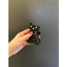 Gönülden Tasarım Boncuk Taş Işleme Siyah Kedi Arma Dikiş Aksesuarı 10X6 cm