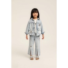 Escabel Kız Bebek Yıldızlı Boru Paça Kot  Pantolon Mavi